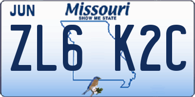MO license plate ZL6K2C