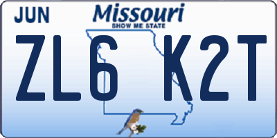 MO license plate ZL6K2T