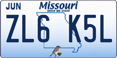 MO license plate ZL6K5L