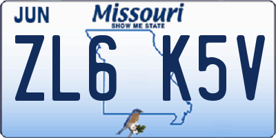 MO license plate ZL6K5V