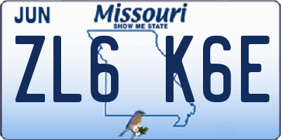 MO license plate ZL6K6E