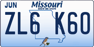 MO license plate ZL6K6O