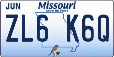 MO license plate ZL6K6Q