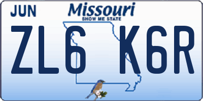 MO license plate ZL6K6R