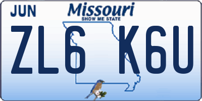 MO license plate ZL6K6U