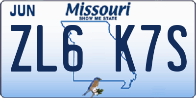 MO license plate ZL6K7S
