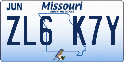 MO license plate ZL6K7Y