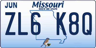MO license plate ZL6K8Q