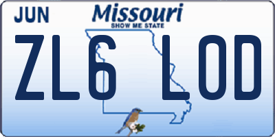 MO license plate ZL6L0D