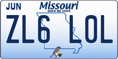 MO license plate ZL6L0L