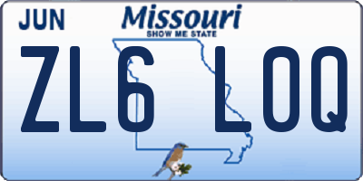 MO license plate ZL6L0Q