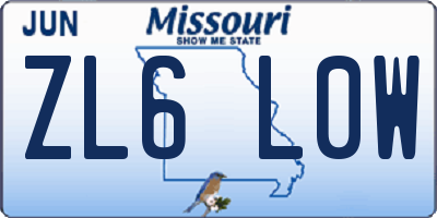 MO license plate ZL6L0W