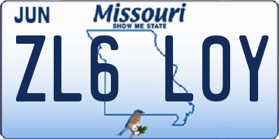 MO license plate ZL6L0Y
