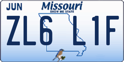 MO license plate ZL6L1F