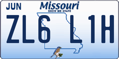 MO license plate ZL6L1H
