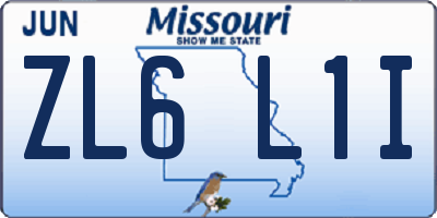 MO license plate ZL6L1I