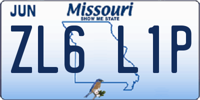 MO license plate ZL6L1P
