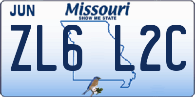 MO license plate ZL6L2C