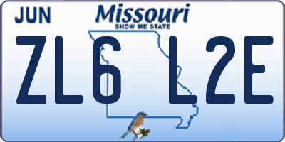 MO license plate ZL6L2E