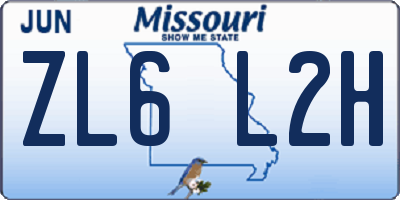 MO license plate ZL6L2H