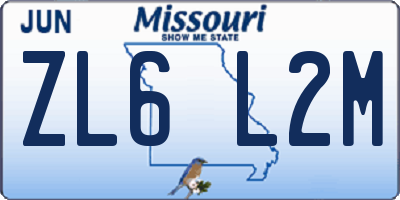 MO license plate ZL6L2M