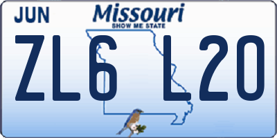 MO license plate ZL6L2O