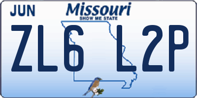 MO license plate ZL6L2P