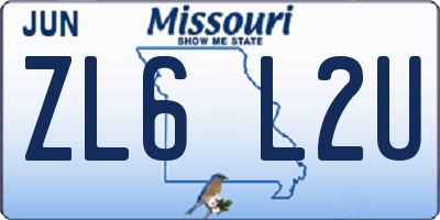 MO license plate ZL6L2U