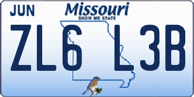 MO license plate ZL6L3B