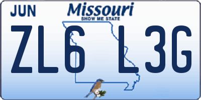 MO license plate ZL6L3G
