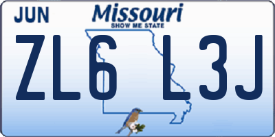 MO license plate ZL6L3J
