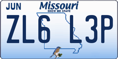 MO license plate ZL6L3P
