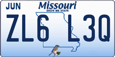 MO license plate ZL6L3Q