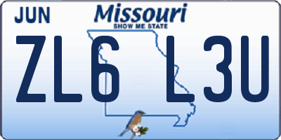 MO license plate ZL6L3U
