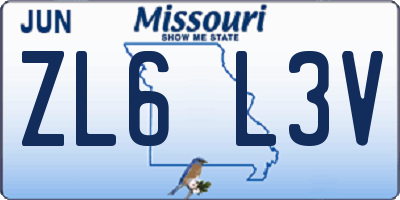 MO license plate ZL6L3V