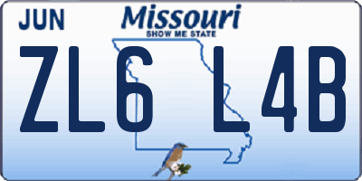 MO license plate ZL6L4B