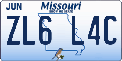 MO license plate ZL6L4C