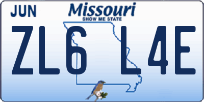 MO license plate ZL6L4E