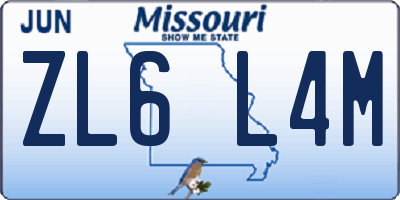 MO license plate ZL6L4M