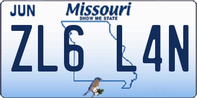MO license plate ZL6L4N