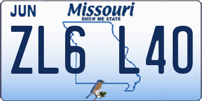 MO license plate ZL6L4O