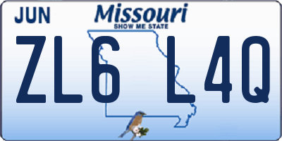 MO license plate ZL6L4Q