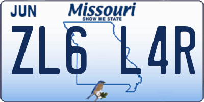 MO license plate ZL6L4R
