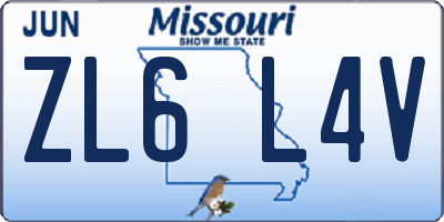 MO license plate ZL6L4V