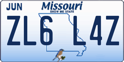 MO license plate ZL6L4Z