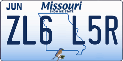 MO license plate ZL6L5R