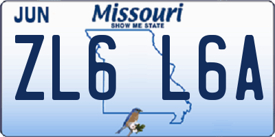 MO license plate ZL6L6A