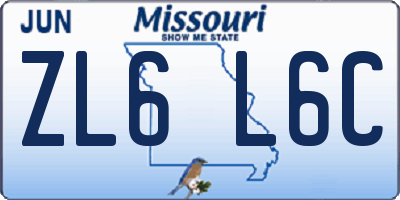 MO license plate ZL6L6C