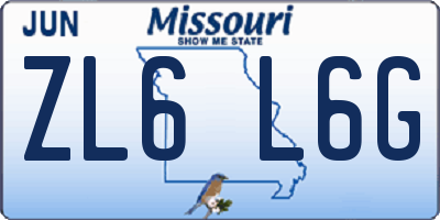 MO license plate ZL6L6G