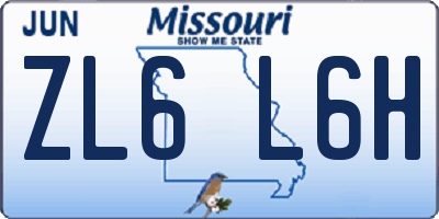 MO license plate ZL6L6H